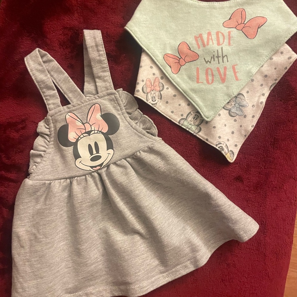 Minnie Mouse Dress with matching bibs